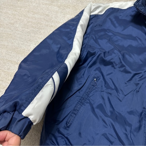 Vintage 90's Nike Adult L White Tag Puffer Jacket Sleeve Stripes Navy Blue White - Picture 4 of 10